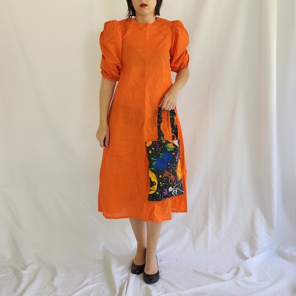 Handmade Dresses & Skirts - Vintage Orange Polka Dot Halloween Dress and Bag